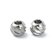 Non-Tarnish 316 Stainless Steel Beads, Diamond Cut, Round, Stainless Steel Color, 5x4mm, Hole: 2mm(STAS-H191-09P)