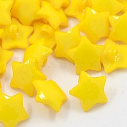 Acrylic Shank Buttons, 1-Hole, Dyed, Faceted, Star, Gold, 16x3mm, Hole: 3mm(BUTT-E030-B-06)