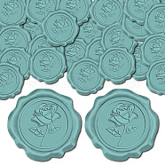 25Pcs Adhesive Wax Seal Stickers, Envelope Seal Decoration, For Craft Scrapbook DIY Gift, Cadet Blue, Flower, 30mm(DIY-CP0009-11B-10)