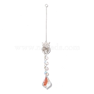 Hanging Suncatcher, Iron & Faceted Glass Pendant Decorations, with Jump Ring, Owl, Clear AB, 360x1mm, Hole: 11mm(HJEW-D002-02P)