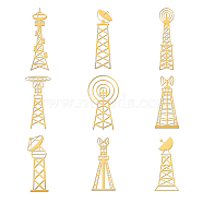 Nickel Decoration Stickers, Metal Resin Filler, Epoxy Resin & UV Resin Craft Filling Material, Golden, Radio Station, 40x40mm, 9pcs/set(DIY-WH0450-173)