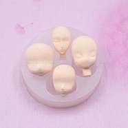 DIY Silicone Doll Face Molds, for Doll Making, Resin Casting Molds, For UV Resin, Epoxy Resin Jewelry Making, White, 59.5x14.5mm(DIY-B037-01)