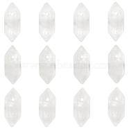 Glass Double Terminal Pointed Pendants, Faceted Bullet Charm, Clear, 18.5~20x8~9x8~9mm, Hole: 1.5mm(G-OC0004-13)