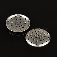 Aluminum Finger Ring/Brooch Sieve Findings, Perforated Disc Settings, Platinum, about 18mm in diameter, 2mm thick, hole: 1mm, 2880pcs/Bag(FIND-D003-3)