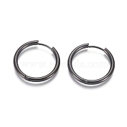 304 Stainless Steel Huggie Hoop Earrings, Hypoallergenic Earrings, with 316 Surgical Stainless Steel Pin, Electrophoresis Black, 10 Gauge, 25x2.5mm, Pin: 1mm, Inner Diameter: 20mm(EJEW-F111B-25mm-B)