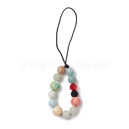 Natural Flower Amazonite with Glass Mobile Straps, Colorful, 12cm(HJEW-JM02348)