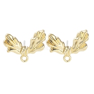 Alloy Stud Earring Findings, Wing, Golden, 14x19mm, Hole: 1.6mm, Pin: 0.7x13mm(FIND-U006-05G)