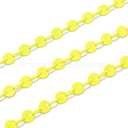Spray Painted Brass Coffee Bean Chains, Soldered, with Spool, Yellow, link: 4x3x0.5mm, bead: 4x0.6mm, 32.8 Feet(10m)/roll(CHC-M021-03E)