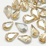 Pointed Back Glass Rhinestone Cabochons, Back Plated, Faceted, teardrop, Light Colorado Topaz, 10x6x3mm(RGLA-T082-6x10mm-06)