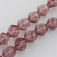 Glass Bead Strands, Faceted, Twist, Old Rose, 8x7~8x8mm, Hole: 1mm; about 72pcs/strand; 21.5 inch(X-GLAA-R042-8x8mm-04)