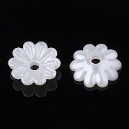 10-Petal ABS Plastic Imitation Pearl Bead Caps, Flower, Creamy White, 10x3mm, Hole: 1.6mm(X-OACR-S020-23)