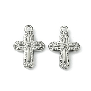 304 Stainless Steel Pendants, Cross Charms, Stainless Steel Color, 19x13x3mm, Hole: 1.8mm(STAS-F294-01A-P)