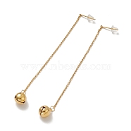 Vacuum Plating 304 Stainless Steel Long Chain with Small Bell Dangle Stud Earrings for Women, Golden, 106x1.2mm, Pin: 0.7mm(EJEW-A068-01G)