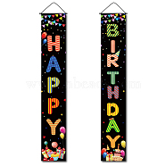 Hanging Polyester Sign for Home Office Front Door Porch Welcome Decorations, Rectangle with Word Happy Birthday, Birthday Themed Pattern, 180x30cm, 2pcs/set(HJEW-WH0011-20I)