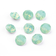 Pointed Back & Back Plated K9 Glass Rhinestone Cabochons, Grade A, Faceted, Flat Round, Pacific Opal, 10x5mm(RGLA-J012-10mm-390)