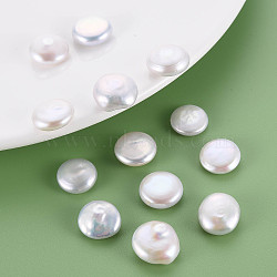 Natural Keshi Pearl Beads, Cultured Freshwater Pearl, No Hole/Undrilled, Flat Round, Seashell Color, 13~15x4~7mm(PEAR-N020-L04)