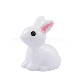 Miniature Rabbit Display Decorations, for Micro Landscape, Dollhouse Decor, White, 23x14mm(MIMO-PW0003-102)