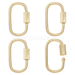 5Pcs Brass Screw Carabiner Lock Charms, for Necklaces Making, Oval, Real 18K Gold Plated, 25x16x2mm, Screw: 7.5x4x4.5mm(KK-UN0002-02)