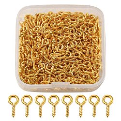 500Pcs Iron Screw Eye Pin Peg Bails, For Half Drilled Beads, Golden, 10x5x1.2mm, Hole: 2.8mm(FIND-YW0003-06G)