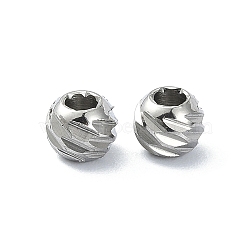 316 Stainless Steel Beads, Diamond Cut, Round, Stainless Steel Color, 5x4mm, Hole: 2mm(STAS-H191-09P)