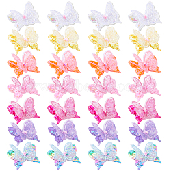 28Pcs 7 Colors Polyester & Resin & Sequined Bowknots, Ornament Accessories, Butterfly, Mixed Color, 45x49x5.5mm, 4pcs/color(DIY-GA0009-24)