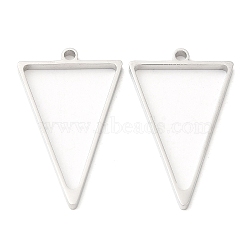 Non-Tarnish 304 Stainless Steel Open Back Bezel Triangle Pendants, For DIY UV Resin, Epoxy Resin, Pressed Flower Jewelry, Stainless Steel Color, 37x23x3mm, Hole: 2.2mm, Inner Diameter: 29.5x20mm(STAS-Z040-10P)