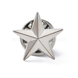 Pentagram Alloy Brooch, Creative Badge for Backpack Clothes, Platinum, 15mm, Pin: 1.1mm(JEWB-WH0027-01P)