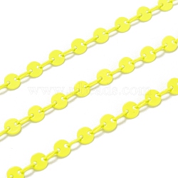 Spray Painted Brass Coffee Bean Chains, Soldered, with Spool, Yellow, link: 4x3x0.5mm, bead: 4x0.6mm, 32.8 Feet(10m)/roll(CHC-M021-03E)