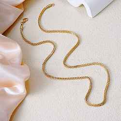 Fashionable Style 3mm Stainless Steel Wheat Chain Necklaces, Golden, 22.83 inch(58cm)(RG7928-1)