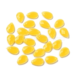 Opaque Acrylic Charms, Faceted, Teardrop Charms, Gold, 13x8x3mm, Hole: 1.4mm(MACR-F079-07M)