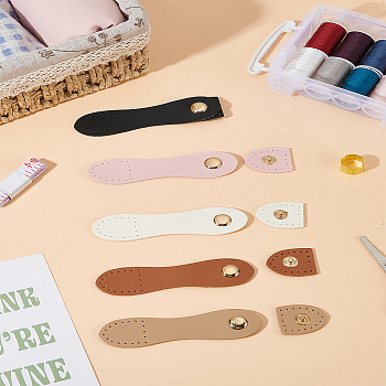 5 Sets 5 Colors Imitation Leather Sew on Purse Lock with Snap Button, Mixed Color, 3.2~10.8x2.6~2.65x0.15cm, Hole: 1.6mm, 1 set/color