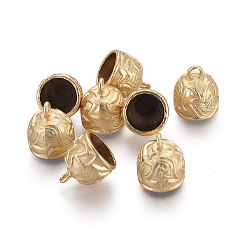 Tibetan Style Alloy Cord Ends, End Caps, Lead Free & Nickel Free & Cadmium Free, Real 18K Gold Plated, Matte Gold Color, 18x15mm, Hole: 3mm