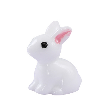 Miniature Rabbit Display Decorations, for Micro Landscape, Dollhouse Decor, White, 23x14mm
