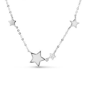 SHEGRACE Hot Trending 925 Sterling Silver Necklace, with Enamel Stars, Platinum, 15.7 inch(40cm)