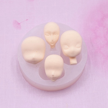 DIY Silicone Doll Face Molds, for Doll Making, Resin Casting Molds, For UV Resin, Epoxy Resin Jewelry Making, White, 59.5x14.5mm