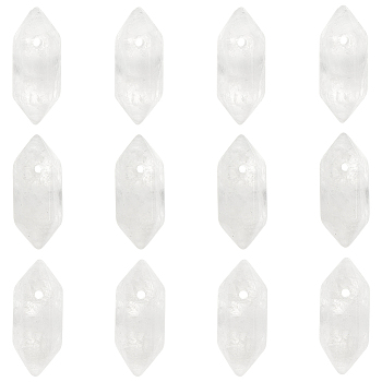 Glass Double Terminal Pointed Pendants, Faceted Bullet Charm, Clear, 18.5~20x8~9x8~9mm, Hole: 1.5mm