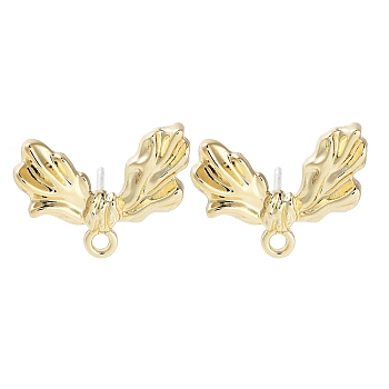 Alloy Stud Earring Findings, Wing, Golden, 14x19mm, Hole: 1.6mm, Pin: 0.7x13mm