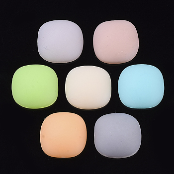 Rubberized Style Acrylic Cabochons, Square, Mixed Color, 18x18x7mm