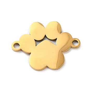 304 Stainless Steel Connector Charms, Hollow Links, Golden, Paw Print, 14.5x19x1mm, Hole: 1.5mm