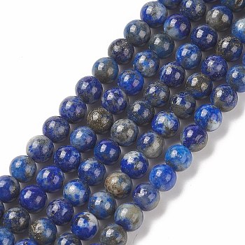 Natural Lapis Lazuli Round Beads Strands, 4mm, Hole: 0.8mm, about 89pcs/strand, 15.5 inch