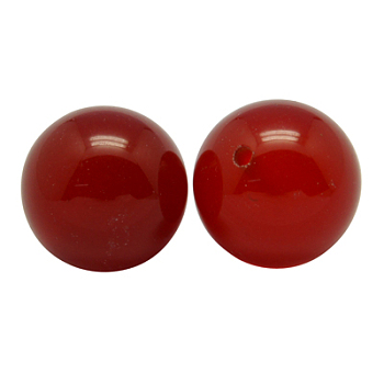 Natural Carnelian Beads, Half Drilled, Round, Dyed, Red, Size: about 6mm in diameter, hole: 0.8mm