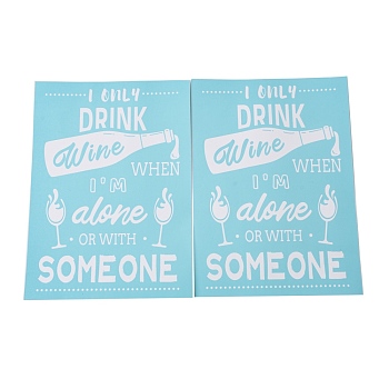 Olycraft 2Pcs Self-Adhesive Silk Screen Printing Stencil, for Painting on Wood, DIY Decoration T-Shirt Fabric, Turquoise, Drink Pattern, 19.5x14cm, 2pcs/set