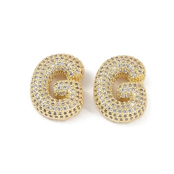 Brass Micro Pave Clear Cubic Zirconia Pendants, Letter G, 21.5x19.5x7mm, hole: 4x2.5mm