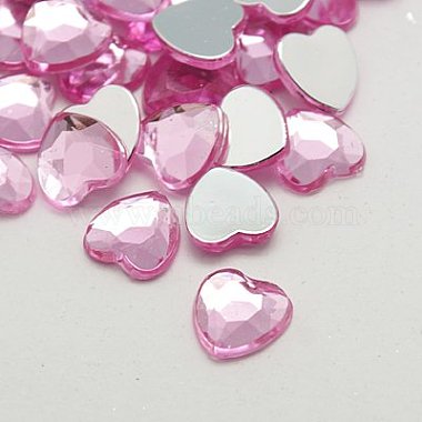 6mm PearlPink Heart Acrylic Rhinestone Cabochons
