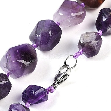 Natural Amethyst Nuggets Beaded Necklaces for Women Men(NJEW-K388-01E)-3