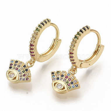 Brass Micro Pave Colorful Cubic Zirconia Dangle Hoop Earrings(EJEW-S208-081)-2