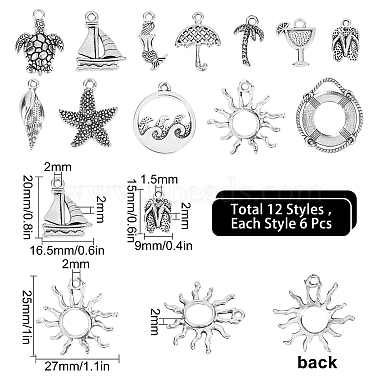 72個 12 スタイルのビーチテーマチベットスタイル合金ペンダント(FIND-SC0003-10)-2