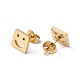 304 Stainless Steel Square with Smile Face Stud Earrings(EJEW-E163-03G)-2