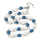 304 Stainless Steel Enamel Flower Link Chain Necklaces with Glitter Powder(NJEW-S431-05P-03)-1