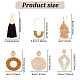 6 Pairs 6 Style Donut & Kite & Flat Round & Arch Rattan Dangle Stud Earrings(EJEW-AN0001-28)-2